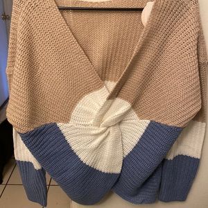 Cable knit knot crop sweater - wear two ways see tag